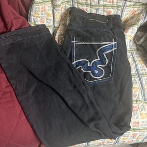 Rich Kids Jeans Co Mens Brown Baggy Size 32 X31 Embroidered Skater